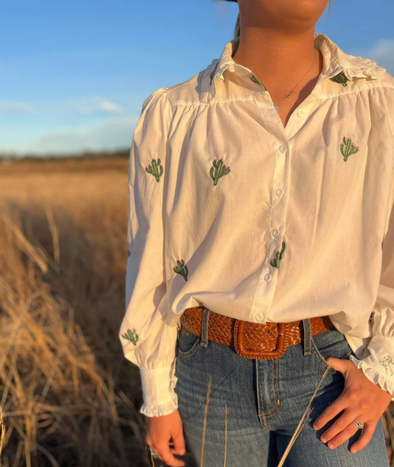 Black Colt Frankie Shirt - Cactus Embroidery