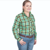 Just Country Abbey Full Button Frill L/S Shirt - WWLS2465 - Spearmint/Black Lurex Plaid