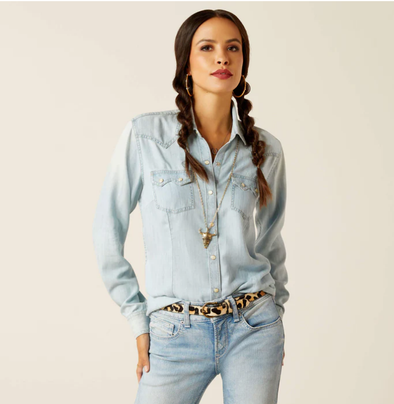 Ariat Ladies Blues Snap L.S Shirt - Bleached Chambray