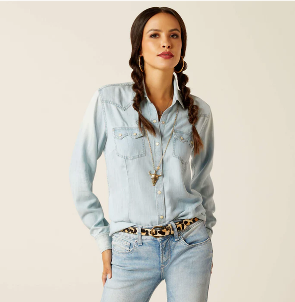 Ariat Ladies Blues Snap L.S Shirt - Bleached Chambray