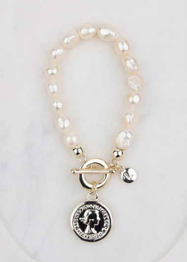 Light Gold Coin Pearl Bracelet