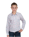 Just Country Girl's Harper Half Button Print Workshirt - White Tulips