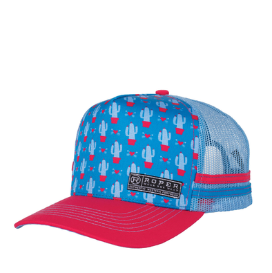 Roper Cactus Print Blue Jewel Trucker Cap