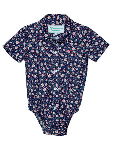 Just Country Girl's Infant Full Button S.S Jumpsuit - Navy Daisy