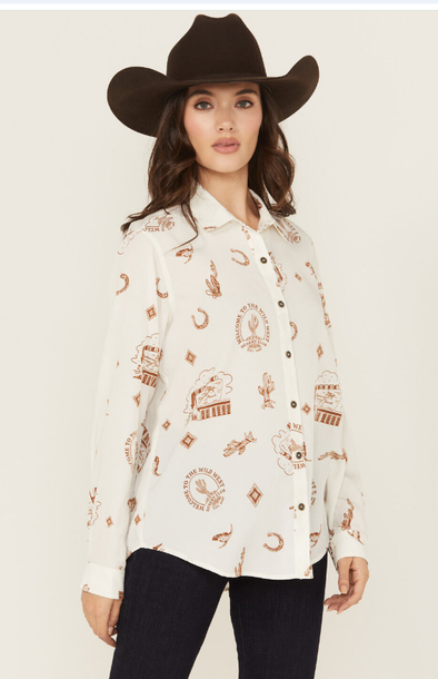 Ariat Ladies Homestyle Button Up L.S Shirt - Road Trip Print