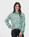 Roper Ladies Five Star Collection LS Shirt Print Blue