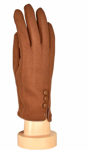 Holly Three Button Gloves by Taylor Hill - Tan