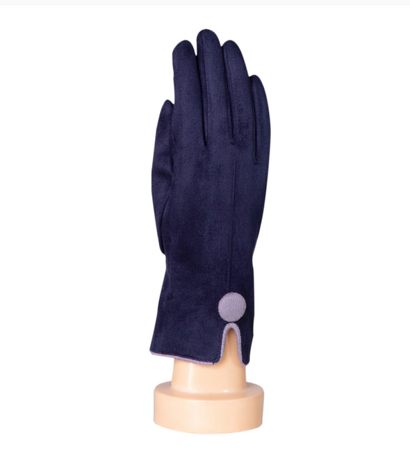 Indigo One Button Gloves by Taylor Hill - Navy and Grey