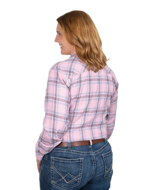 Just Country Ladies Brooke Workshirt Flannel Plaid - Dusty Rose