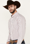 Ariat Men's WF Weston Fitted LS Shirt - White/Red/Navy