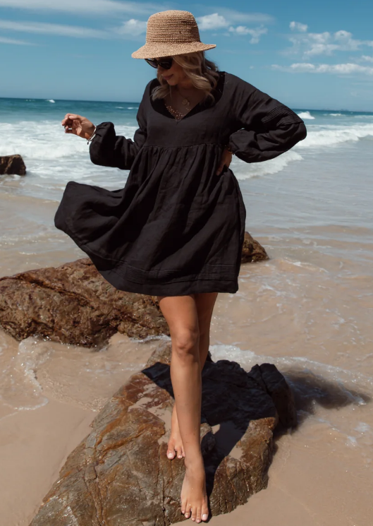 Marley Linen Dress - Black