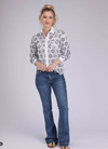Roper Ladies Five star Collection L.S Shirt- Black/White Floral