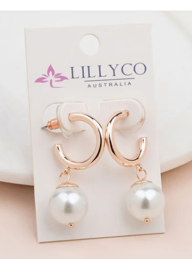Ring Pearl Drop Stud Earring