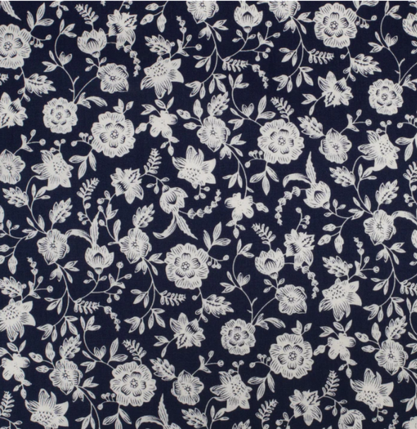 Just Country Girl's Gracie Frills Full Button L.S Work Shirt - Navy Floral