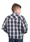 Just Country Boy's Brayden 1/2 Button L.S Work Shirt - Navy/Red Plaid