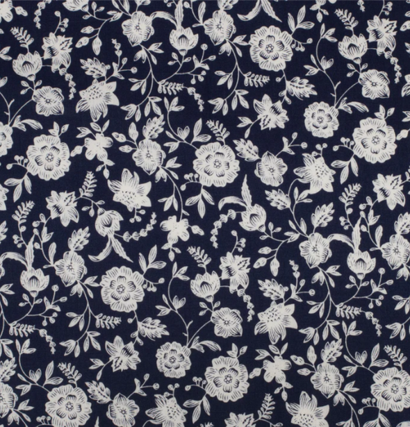 Just Country Ladies Abbey Frills Full Button L.S Work Shirt - Navy Floral