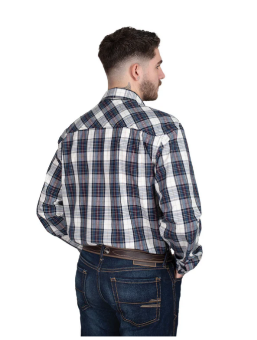 Just Country Men's Austin Full Button L.S Shirt- Navy/Red Plaid