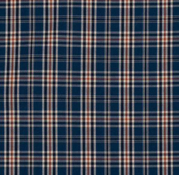 Just Country Boy's Brayden 1/2 Button L.S Work Shirt - Cobalt/Rust Plaid