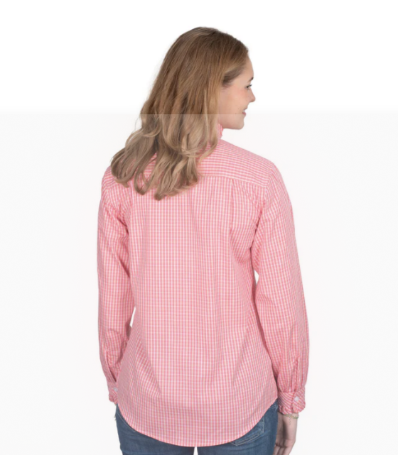 Just Country Abbey Frills Full Button L.S  Work Shirt - Light Pink Plaid