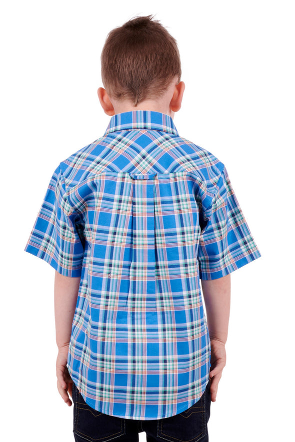 Thomas Cook Boy's Baxter S.S Shirt - Blue/Tan