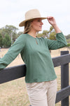 Thomas Cook Ladies May Long Sleeve Top - Sage