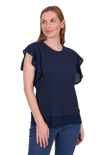 Thomas Cook Ladies Mandy Frill Sleeved T-Shirt - Navy