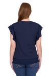 Thomas Cook Ladies Mandy Frill Sleeved T-Shirt - Navy