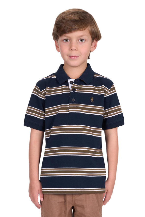 Thomas Cook Boy's Polo  Navy/Dark Tan