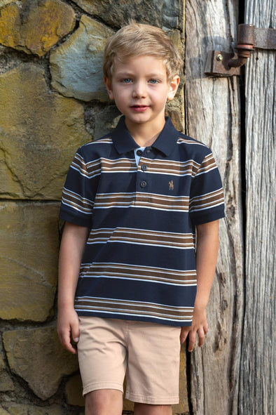 Thomas Cook Boy's Polo  Navy/Dark Tan