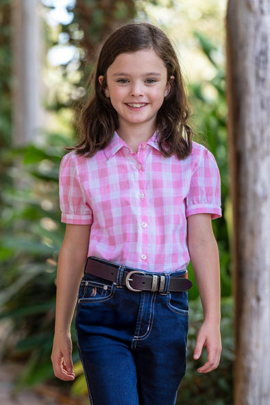 Thomas Cook Girl's Eliza S.S Shirt - Pink/White Check