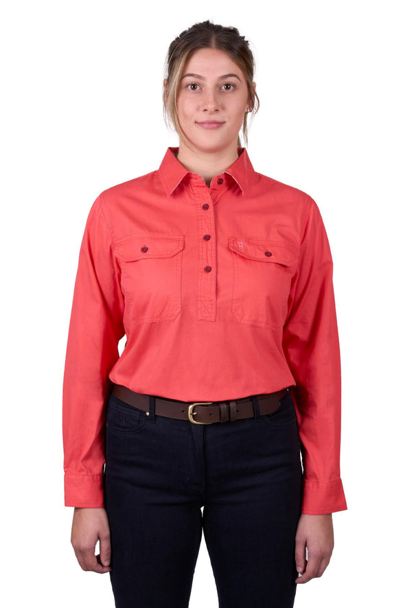 Thomas Cook Ladies Half Button L/S Cotton Shirt