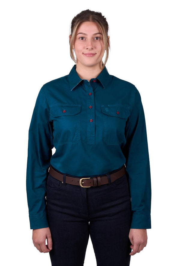 Thomas Cook Ladies Half Button L/S Cotton Shirt