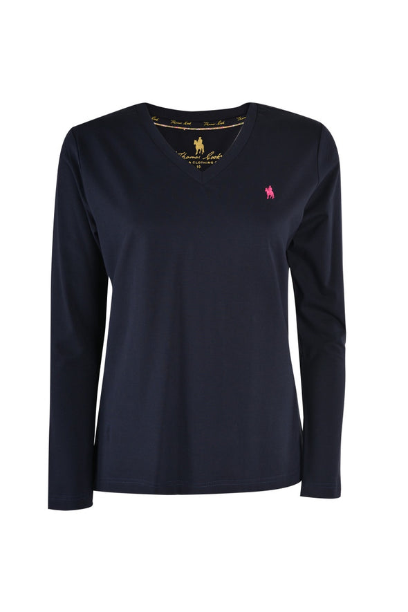 Thomas Cook Ladies Classic V Neck L/S Tee - Navy