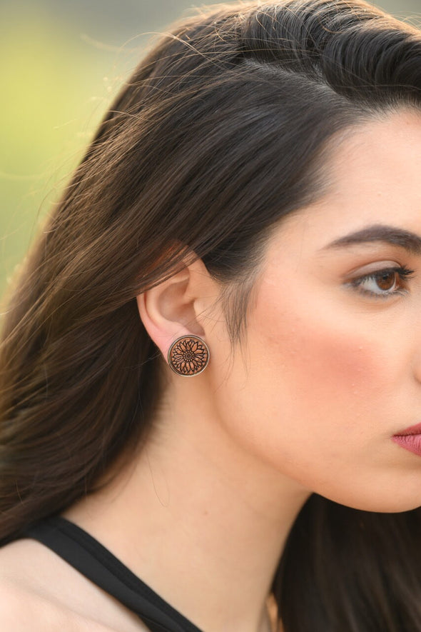 Tooled Flower Stud Earring  from The Design Edge
