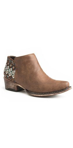 Roper Ladies Sedona Ankle Boot - Brown/Aztec Heel