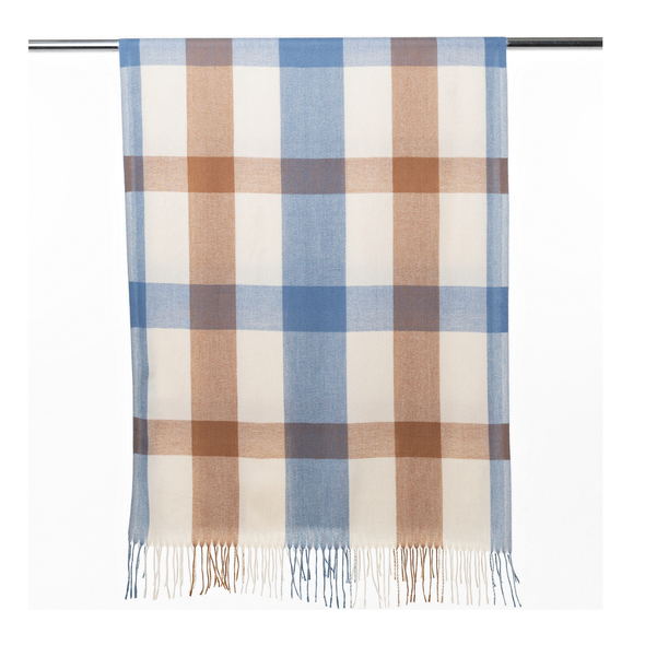 Brown & Blue Classic Large Plaid Scarf