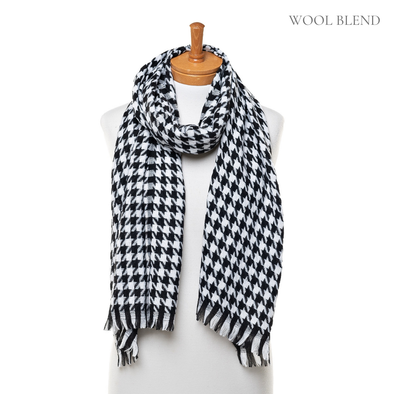 Small Black & White Houndstooth Scarf