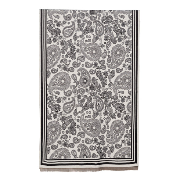 Reversible Black & Vanilla Paisley Scarf