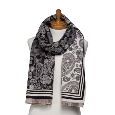 Reversible Black & Vanilla Paisley Scarf