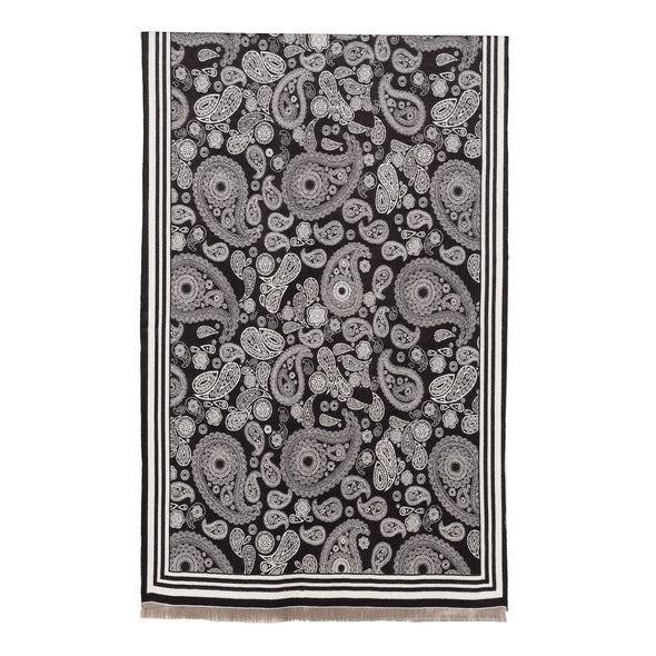 Reversible Black & Vanilla Paisley Scarf