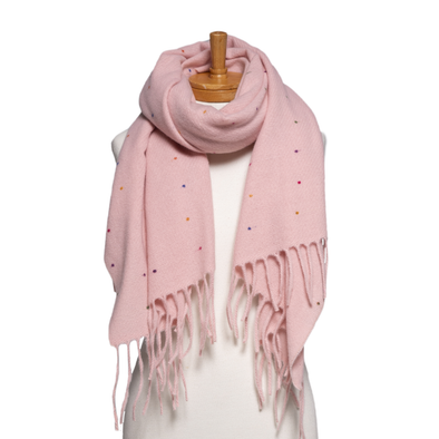 Pink Speckled Fringe Scarf