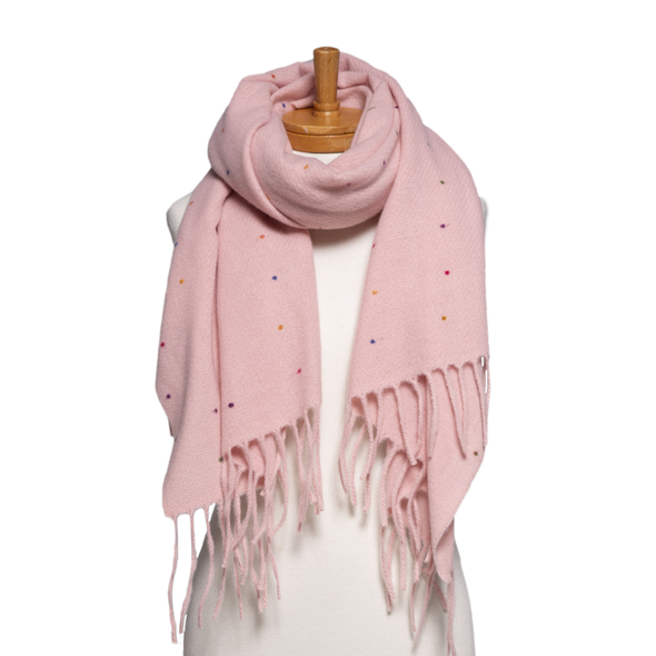 Pink Speckled Fringe Scarf