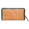 Tooling Leather Horse Wallet - Turquoise Paint Highlight