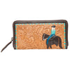 Tooling Leather Horse Wallet - Turquoise Paint Highlight