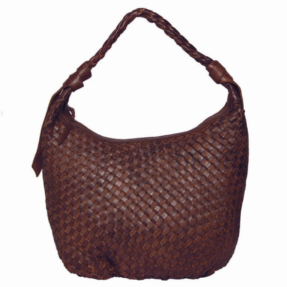 Belfast Woven Washed Leather Bag - Brown