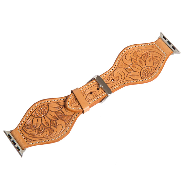 Tooled Rounded Leather Apple Watch Band