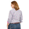 Just Country Ladies Georgie Half Button Print L/S Workshirt (WWLS2311) - Sky Mini Floral