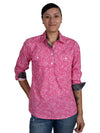 Ladies Just Country Georgie Half Button Workshirt - Pink Paisley