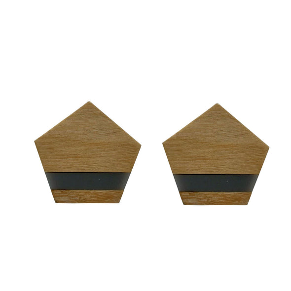 Anna Nova - Tasman Wood and Resin Stud - Grey