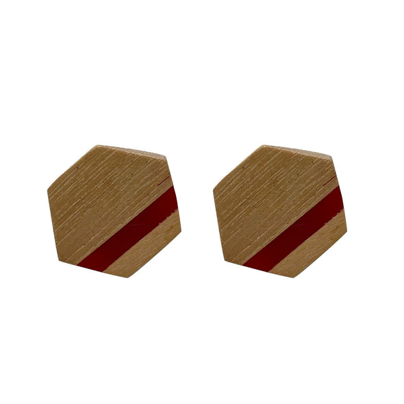 Anna Nova - Tasman Wood and Resin Stud - Maroon